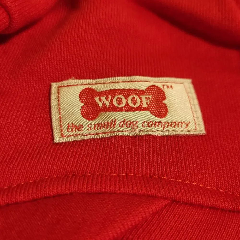 Woof Dog Hoodie Pet Sweater Tiny For Small Dog / Cat Red & White Streetwear Coat